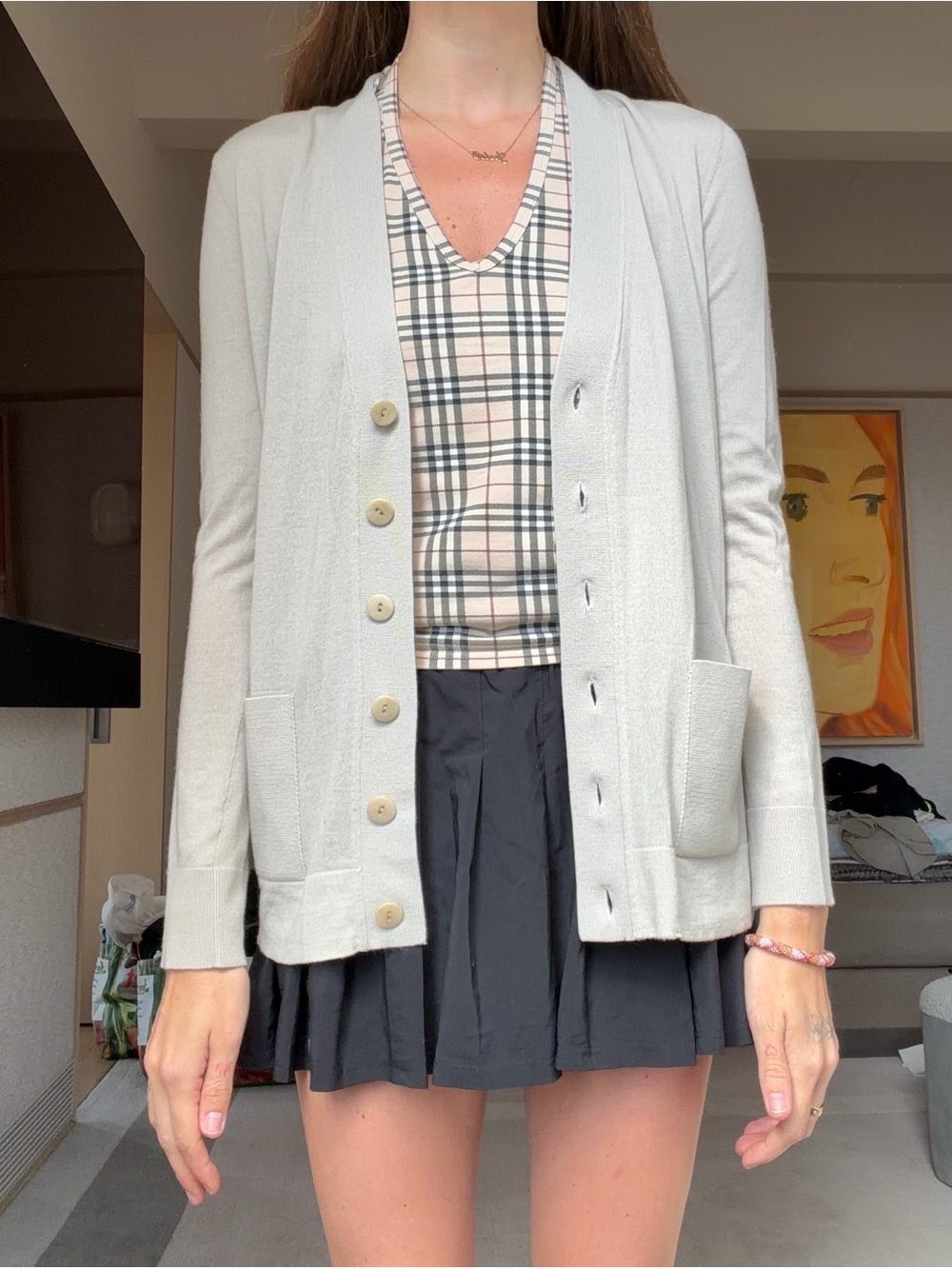 Balenciaga Light Gray Button-Front Women's Cardigan